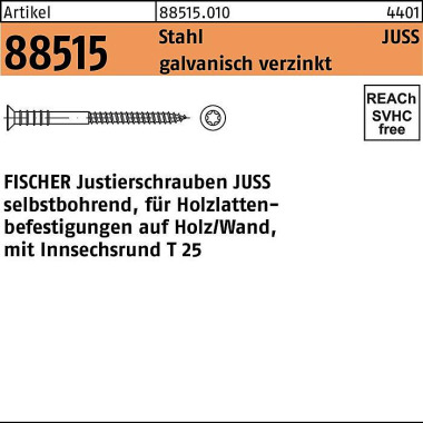 Fischer Justierschraube R 88515 J USS 6x 60/T25 Stahl galv. verz. 100St. FISCHER 885150100060060