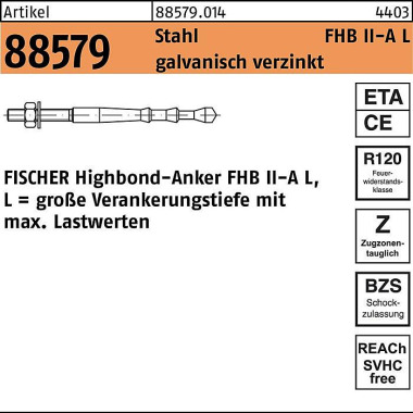 Fischer Highbond-Anker R 88579 M2 0x 210/50 Stahl galv.verz . 4 Stück FISCHER 885790142021050