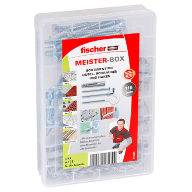 Fischer MEISTER-BOX mit UX+Schrauben+Haken 513894