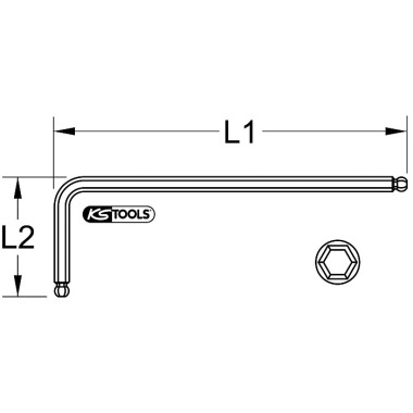 KS Tools Doppel-Kugelkopf-Innensechskant- Winkelstiftschlüssel, 12mm, extra lang 151.4312