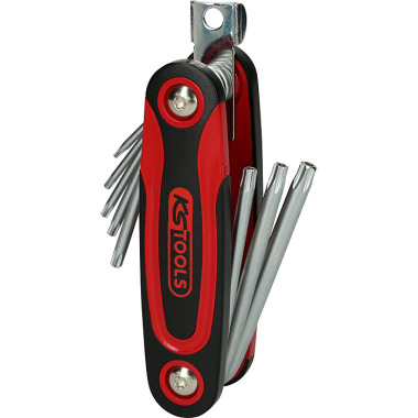 KS Tools CHROME+ TX-Winkelstiftschlüssel-Satz, Klapphalter m.Bohrung, 8-tlg.TB8-TB40 158.3530