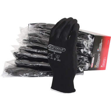 KS Tools Mikro-Feinstrickhandschuhe, schwarz, L, 12 Paar 310.0470