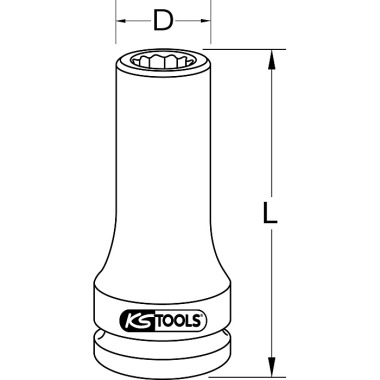 KS Tools 3/4" Kraft-Stecknuss, lang, 17mm L=110 mm, Doppel 6-Kant Profil 455.0010