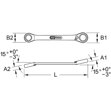 KS Tools GEAR+ Doppelringschlüssel, r/l, 14x15mm 503.4576