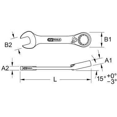 KS Tools GEAR+ Ringmaulschlüssel, kurz, 9mm 503.4632