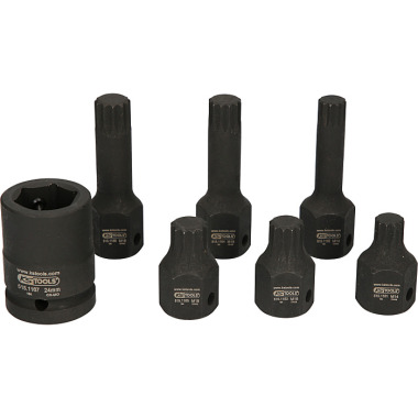 KS Tools 1/2" Spezial-Kraft-Bit-Stecknuss-Satz  XZN, lang, 7-tlg.M14-M18 515.1160