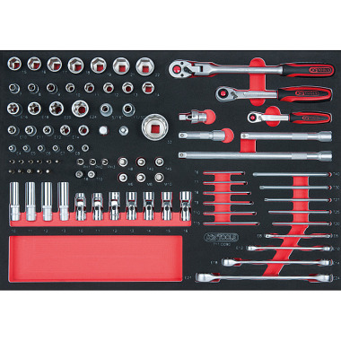 KS Tools 1/4" + 1/2" Steckschlüssel-Satz, 90-tlg. 1/1 Systemeinlage 711.0090