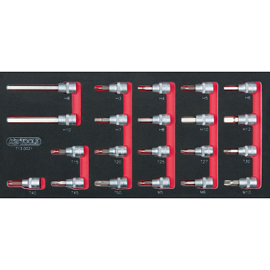 KS Tools 3/8" Bit-Stecknuss-Satz, 22-tlg. 1/3 Systemeinlage 713.0021