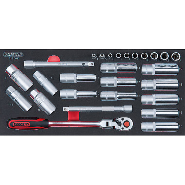 KS Tools 1/4"+3/8"+1/2" Zündkerzen-Satz, 27-tlg. 1/3 SCS Systemeinlage 713.0027