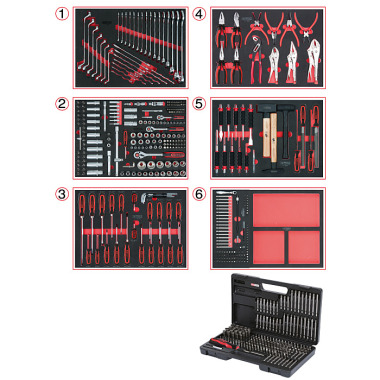 KS Tools Universal-Systemeinlagen-Satz für 6 Schubladen mit 598 Premium-Werkzeugen 713.0598