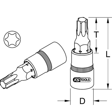 KS Tools 1/2" Bit-Stecknuss TX, T10 917.1333