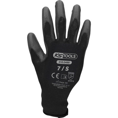 KS Tools Mikro-Feinstrickhandschuhe-schwarz, 7, 12 Paar 310.0490