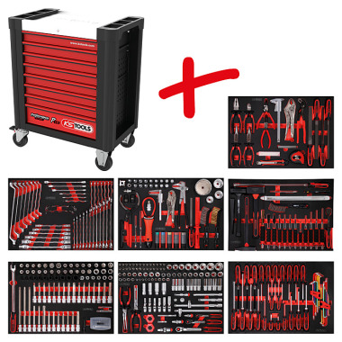 KS Tools Performanceplus Werkstattwagen-Satz P10 mit 397 Werkzeugen für 7 Schubladen 810.7397