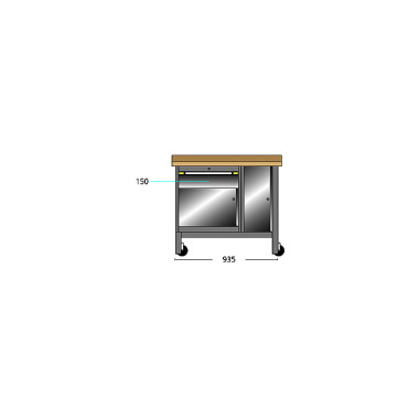 ThurMetall Mobile Werkbank (BxTxH) 1000x700x870/890mm Multiplex KEY Lock Rubinrot RAL 3003 84.654.070