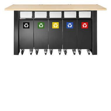 FACOM JLS3 SET MIT 5 RECYCLINGBEHÄLTERN UND KLAPPENSYSTEM JLS3-5BINS