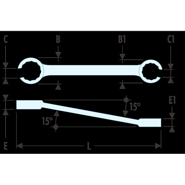 FACOM Offener Doppelringschluessel 9/16x5/8 42.9/16X5/8