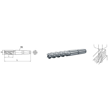 ELMAG HSS Co5-Schaftfräser mit Morsekegel DIN 845 74055