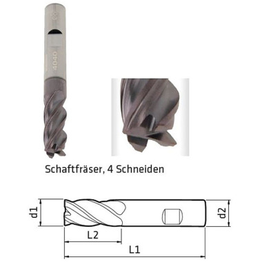 ELMAG Schaftfräser DM 4mm, 4-Schneiden 17260