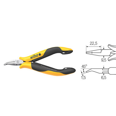 Wiha Flachrundzange Professional ESD gebogene Form, ca. 45° (26802) 120 mm