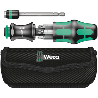 Wera Kraftform Kompakt 25 Kombi-Schrauber mit 6 Bits mit Tasche 05051024001