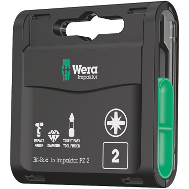 Wera Bit-Box 15 Impaktor PZ 2 Pozidriv-Bits 05057763001