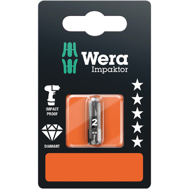 Wera 855/1 IMP DC PZ 2 x 25 mm SB Pozidriv-Bit, Impaktor 05073921001