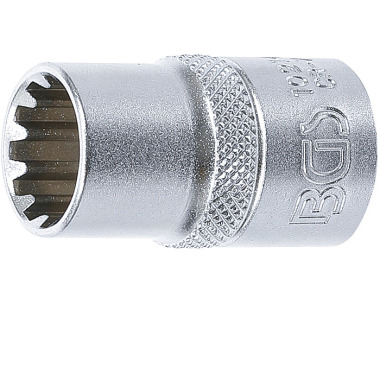 BGS Steckschlüssel-Einsatz Gear Lock | Antrieb Innenvierkant 12,5 mm (1/2?) | SW 14 mm 10214