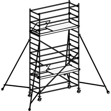 HYMER Fahrgerüst mit Ausleger, Bühnenlänge 1,90 m, Rahmenteilbreite 0,80 m, Reichhöhe 5,25 m 847205