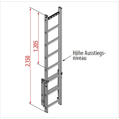 HYMER Einstiegshilfe ausziehbar, Alu, Länge 2150 mm 53345