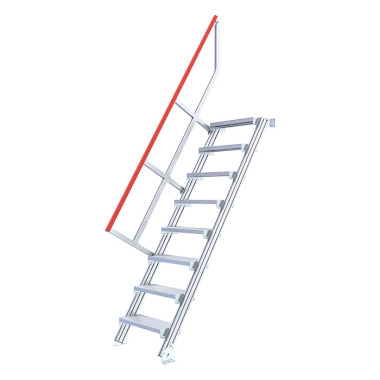 HYMER Ortsfeste Treppe ohne Plattform, Treppenneigung 60°, Stufenbreite 600 mm, 8 Stufen, Standhöhe 2,00 m 22100608