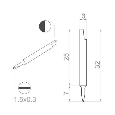 Bernstein Keramik Klinge (Bit) Schlitz Klinge 1,5x0,3x32mm 1-753