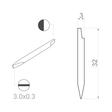 Bernstein Keramik Klinge (Bit) Schlitz Klinge 3x0,3x32mm 1-757