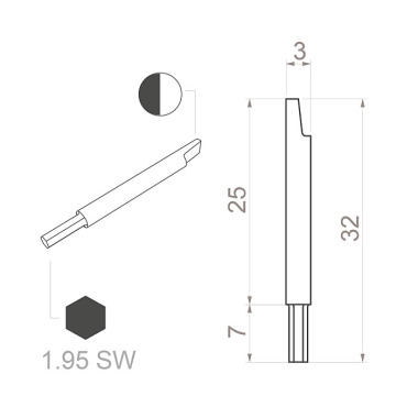 Bernstein Keramik Klinge (Bit) Sechskant Klinge 1,95x32mm 1-761