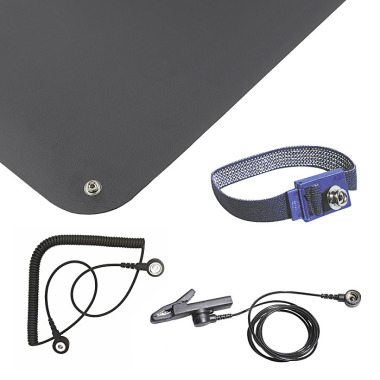 Bernstein ESD Handling Set 5-tlg Matte schwarz (900x610x1,5) Armband 2 Kabel Klemme 9-360