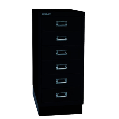 BISLEY MultiDrawer™, 29er Serie mit Sockel, DIN A4, 6 Schubladen, Farbe schwarz L296S633