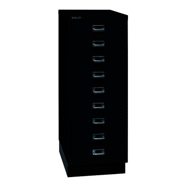 BISLEY MultiDrawer™, 39er Serie mit Sockel, DIN A3, 9 Schubladen, Farbe schwarz L39A39S633