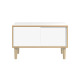 BISLEY Poise Sideboard, Plywood, Schiebetüren in verkehrsweiß, 4 Füße aus Eiche, H 621 x B 1000 x 450 mm POS1007W696