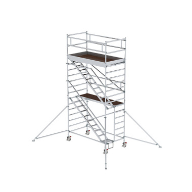 MUNK Rollgerüst 1,35 x 2,45 m mit Schrägaufstiegen & Ausleger Plattformhöhe 4,35 m 167210