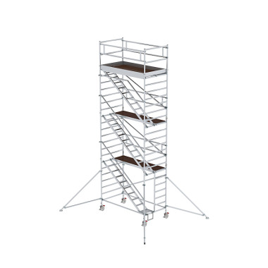 MUNK Rollgerüst 1,35 x 2,45 m mit Schrägaufstiegen & Ausleger Plattformhöhe 6,35 m 167310