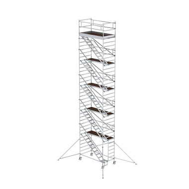 MUNK Rollgerüst 1,35 x 2,45 m mit Schrägaufstiegen & Ausleger Plattformhöhe 10,35 m 167510