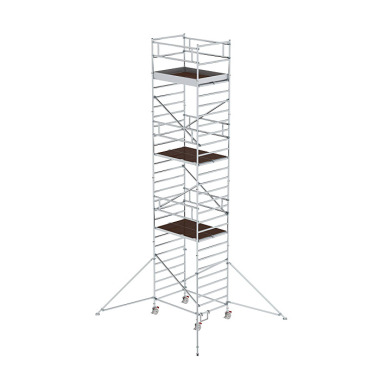 MUNK Rollgerüst 1,35 x 1,80 m mit Ausleger & Doppel-Plattform Plattformhöhe 7,35 m 167736