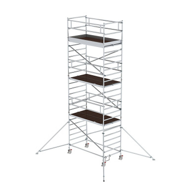 MUNK Rollgerüst 1,35 x 2,45 m mit Ausleger & Doppel-Plattform Plattformhöhe 6,35 m 168636