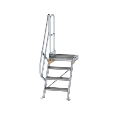 MUNK Treppe mit Plattform 60° Stufenbreite 600 mm 4 Stufen Aluminium geriffelt 600364