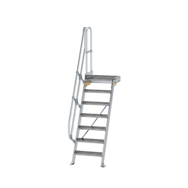 MUNK Treppe mit Plattform 60° Stufenbreite 600 mm 7 Stufen Aluminium geriffelt 600367