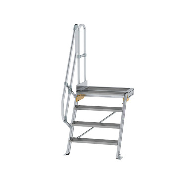 MUNK Treppe mit Plattform 60° Stufenbreite 800 mm 4 Stufen Aluminium geriffelt 600384