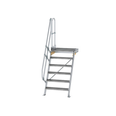 MUNK Treppe mit Plattform 60° Stufenbreite 800 mm 6 Stufen Aluminium geriffelt 600386