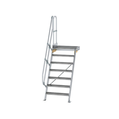 MUNK Treppe mit Plattform 60° Stufenbreite 800 mm 7 Stufen Aluminium geriffelt 600387