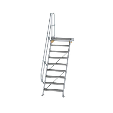 MUNK Treppe mit Plattform 60° Stufenbreite 800 mm 9 Stufen Aluminium geriffelt 600389