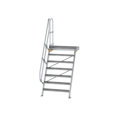 MUNK Treppe mit Plattform 60° Stufenbreite 1000 mm 7 Stufen Aluminium geriffelt 600407