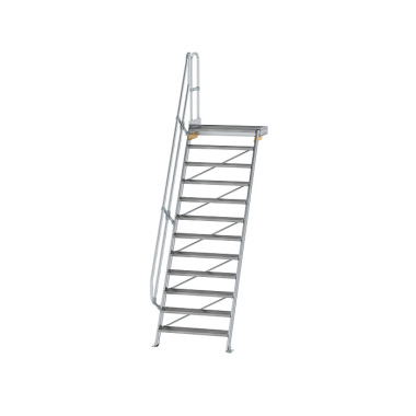 MUNK Treppe mit Plattform 60° Stufenbreite 1000 mm 12 Stufen Aluminium geriffelt 600412